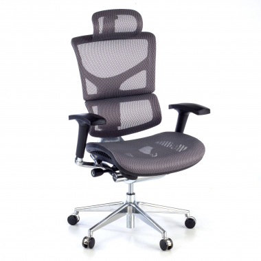 cadeira ergonomica cinza next2 com apoio de cabeca malha mesh bracos regulaveis 4d apoio lombar apoio de cabeca 1