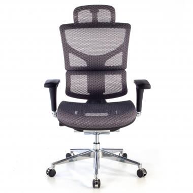 cadeira ergonomica cinza next2 com apoio de cabeca malha mesh bracos regulaveis 4d apoio lombar apoio de cabeca 4