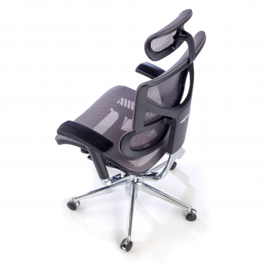 cadeira ergonomica cinza next2 com apoio de cabeca malha mesh bracos regulaveis 4d apoio lombar apoio de cabeca 9