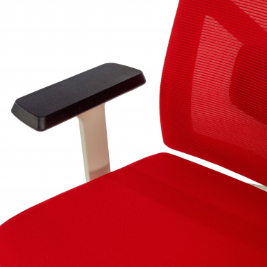 cadeira de escritorio branco vermelho estrutura branca reposacabecas malha mesh bracos regulaveis 1d apoio lombar apoio de cabeca 5