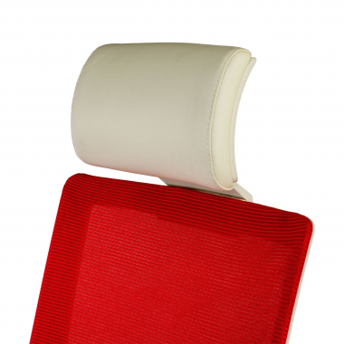 cadeira de escritorio branco vermelho estrutura branca reposacabecas malha mesh bracos regulaveis 1d apoio lombar apoio de cabeca 9