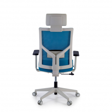cadeira de escritorio branco azul estrutura branca reposacabecas malha mesh bracos regulaveis 1d apoio lombar apoio de cabeca 7