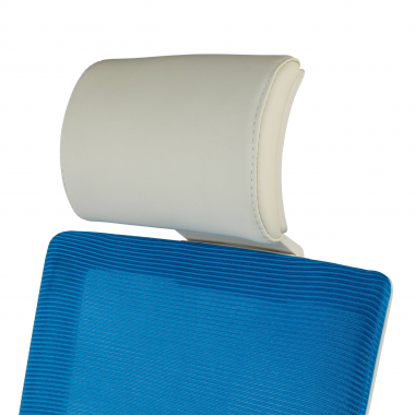 cadeira de escritorio branco azul estrutura branca reposacabecas malha mesh bracos regulaveis 1d apoio lombar apoio de cabeca 8