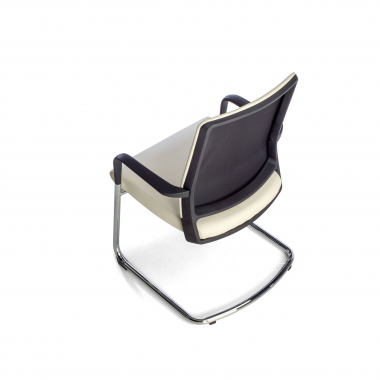 cadeira sala de espera branco ecopiel pele sintetica bracos fixos 8