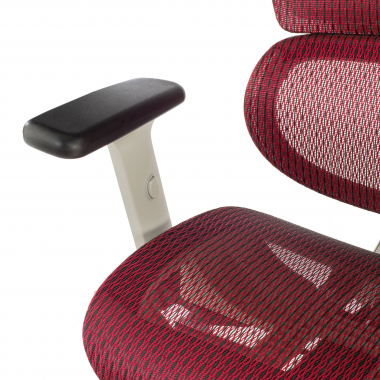 cadeira ergonomica branco vermelho estrutura branca malha mesh bracos regulaveis 3d apoio lombar duplo apoio de cabeca 6