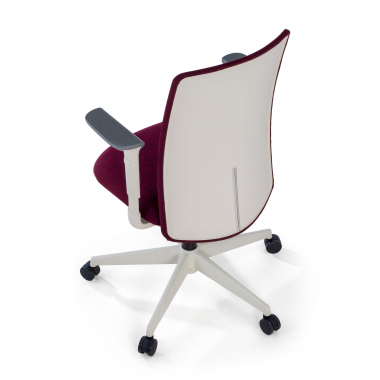cadeira giratoria branco vermelho estrutura branca tecido bracos regulaveis 1d 9