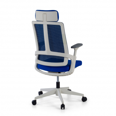 oferta cadeira de escritorio branco azul estrutura branca malha mesh bracos regulaveis 4d apoio lombar apoio de cabeca 6