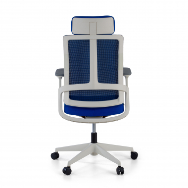 oferta cadeira de escritorio branco azul estrutura branca malha mesh bracos regulaveis 4d apoio lombar apoio de cabeca 7