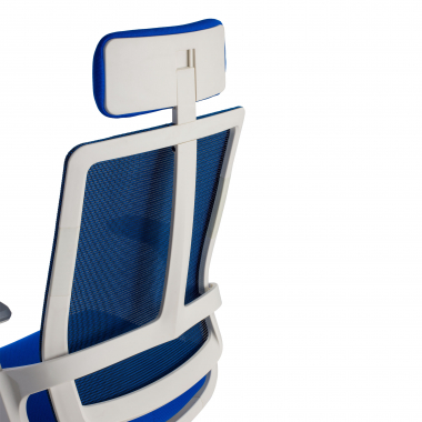 oferta cadeira de escritorio branco azul estrutura branca malha mesh bracos regulaveis 4d apoio lombar apoio de cabeca 5
