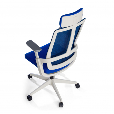oferta cadeira de escritorio branco azul estrutura branca malha mesh bracos regulaveis 4d apoio lombar apoio de cabeca 9