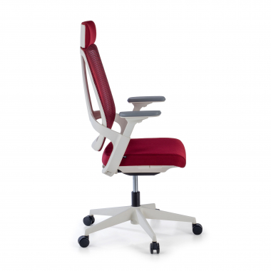 oferta cadeira de escritorio branco vermelho estrutura branca malha mesh bracos regulaveis 4d apoio lombar apoio de cabeca 5