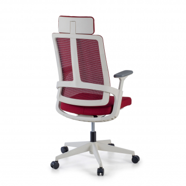 oferta cadeira de escritorio branco vermelho estrutura branca malha mesh bracos regulaveis 4d apoio lombar apoio de cabeca 7