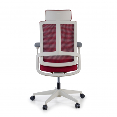 oferta cadeira de escritorio branco vermelho estrutura branca malha mesh bracos regulaveis 4d apoio lombar apoio de cabeca 8