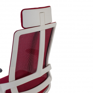 oferta cadeira de escritorio branco vermelho estrutura branca malha mesh bracos regulaveis 4d apoio lombar apoio de cabeca 6