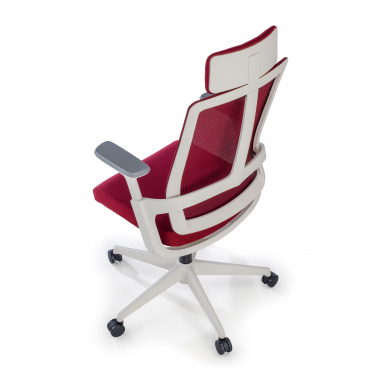oferta cadeira de escritorio branco vermelho estrutura branca malha mesh bracos regulaveis 4d apoio lombar apoio de cabeca 9