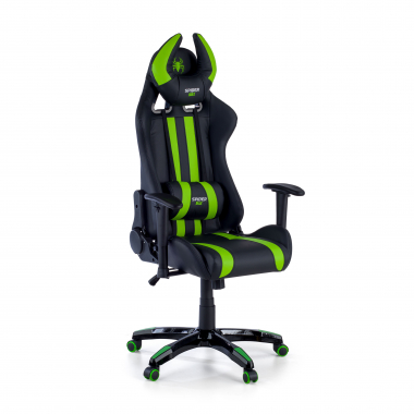 cadeira gaming verde spider pele sintetica bracos moveis almofada lombar e cervical apoio de cabeca 1