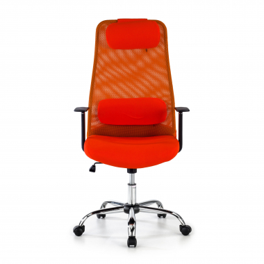 cadeira de escritorio laranja sigma malha mesh bracos fixos apoio de cabeca 3