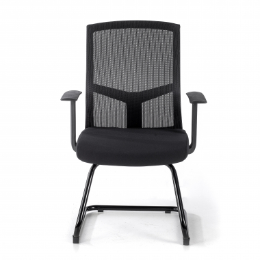cadeira sala de espera preto cadeira confidente malha mesh bracos fixos 3