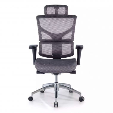 cadeira ergonomica cinza next1 com reposacabecas malha mesh bracos regulaveis 4d apoio lombar apoio de cabeca 4