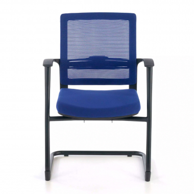 cadeira sala de espera azul alpha malha mesh bracos fixos 3