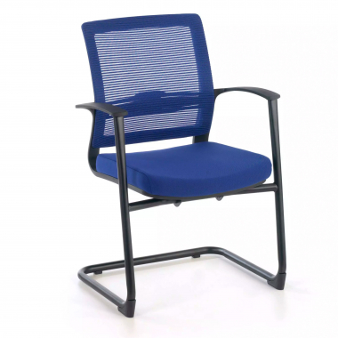 cadeira sala de espera azul alpha malha mesh bracos fixos 1