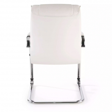 cadeira sala de espera branco base patim pele sintetica pele verdadeira bracos estofados 5
