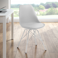 Cadeira nórdica Norway, design escandinavo, pé metálico