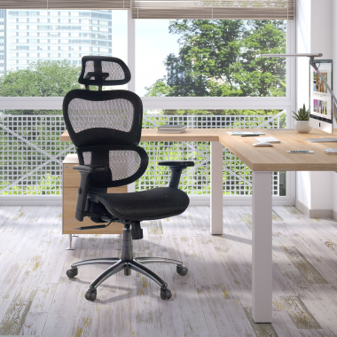 cadeira ergonomica preto estrutura negra malha mesh bracos regulaveis 3d apoio lombar duplo apoio de cabeca 2