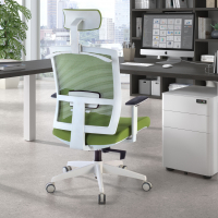 Cadeira de Escritório Ergonómica Akira white com encosto de cabeça