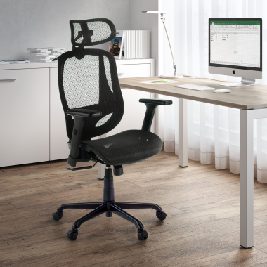 cadeira ergonomica preto locktech malha mesh bracos regulaveis 1d apoio lombar apoio de cabeca 2