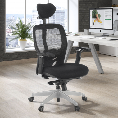 cadeira home office preto com apoio de cabeca malha mesh bracos regulaveis 3d apoio lombar apoio de cabeca 2