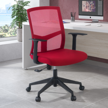 cadeira giratoria vermelho cadeira de escritorio malha mesh bracos fixos apoio lombar 2