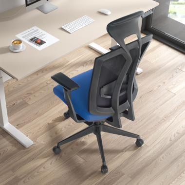 cadeira ergonomica azul ridley malha mesh bracos regulaveis 3d apoio lombar apoio de cabeca 2