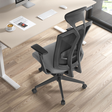cadeira ergonomica cinza ridley malha mesh bracos regulaveis 3d apoio lombar apoio de cabeca 2