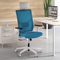 Cadeira Secretária ergonómica Verdi white, apoia Cabeças, braços ajustáveis