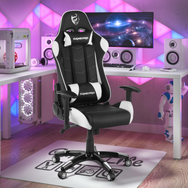 cadeira gaming branco game pro pele sintetica bracos moveis almofada lombar e cervical apoio de cabeca 2
