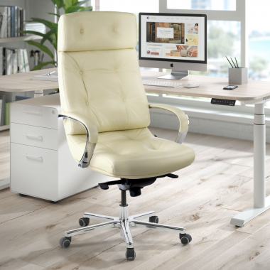 cadeira de escritorio branco windsor pele verdadeira bracos estofados 2