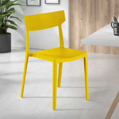 cadeira sala de espera amarelo samba plastico sem bracos 2