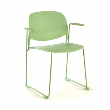 cadeira sala de espera verde com bracos plastico bracos fixos 1