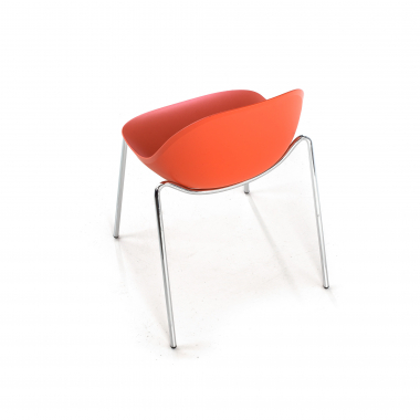 cadeira sala de espera vermelho 4 patas plastico sem bracos 8