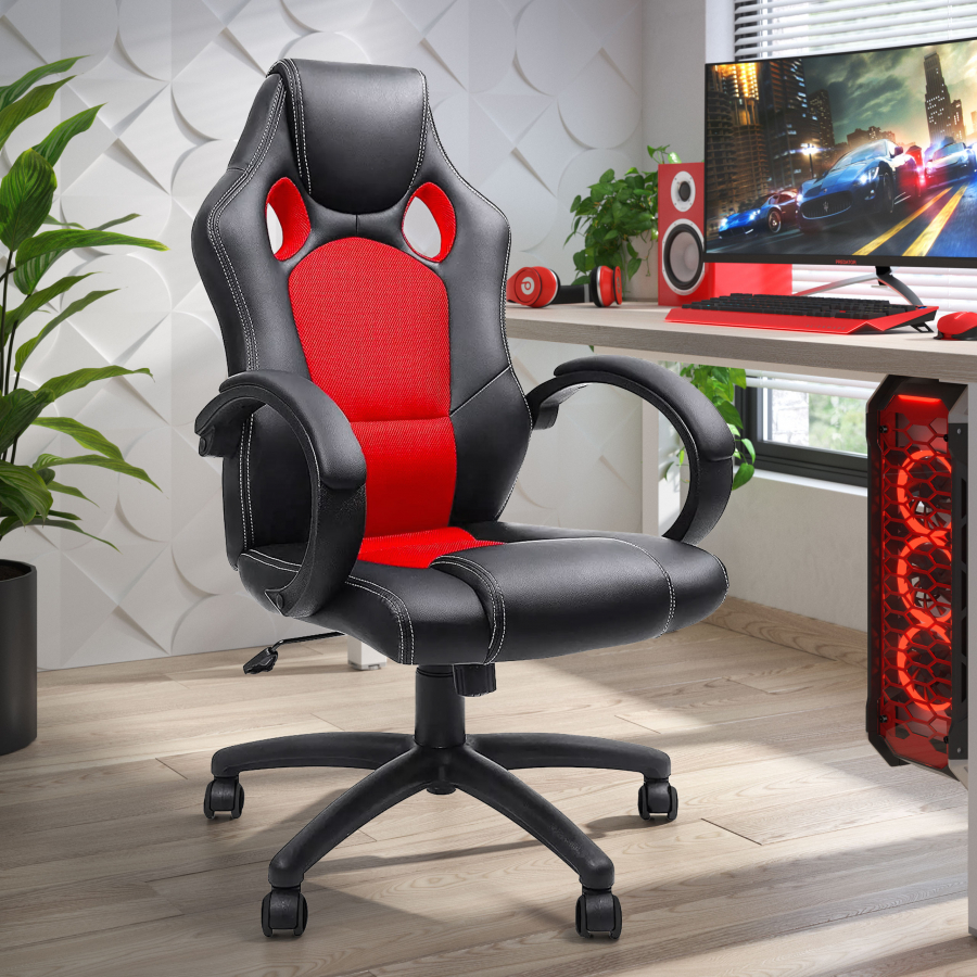 Cadeira Gaming Racer, design desportivo, acolchoada