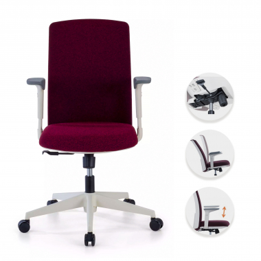 cadeira giratoria branco vermelho estrutura branca tecido bracos regulaveis 1d 3
