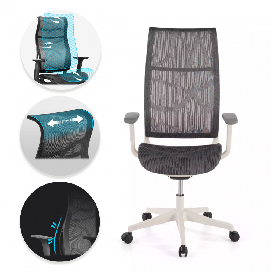Cadeira Ergonómica Design Stay, Encosto flexível, Desenho elegante