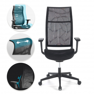 Cadeira Ergonómica Design Stay, Encosto flexível, Desenho elegante