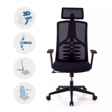 cadeira ergonomica preto quick malha mesh bracos regulaveis 3d apoio lombar apoio de cabeca 3