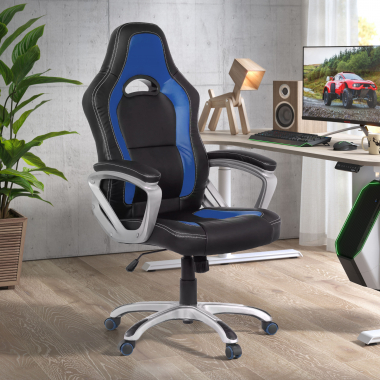 cadeira gaming azul dakar pele sintetica bracos fixos 2