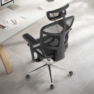 Cadeira Ergonomica Home Office Dover, apoio de cabeça, base alumínio, 8 horas