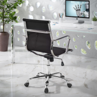 Cadeira escritório design Spirit, apoio para braço de aço, encosto baixo, rede