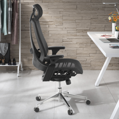 cadeira ergonomica preto thunder malha mesh bracos regulaveis 3d apoio lombar apoio de cabeca 2