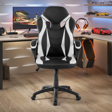 cadeira gaming branco drift pele sintetica bracos fixos 2